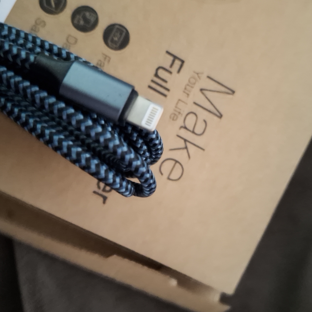 Blue and Black Braided Charging Cable